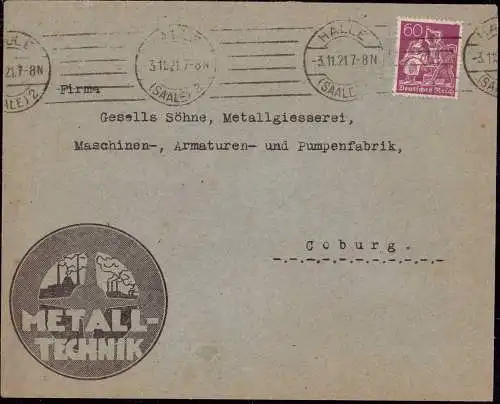 604321 | dekorativer Brief mit Firmrnlogo der Zeitschrift? Metall Technik  | Halle / Saale (O - 4020), -,