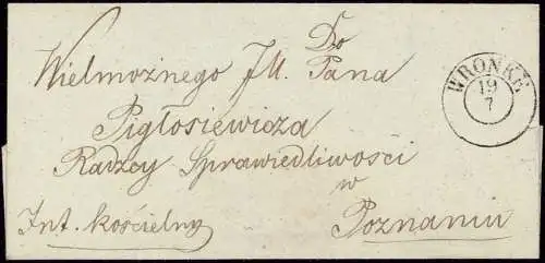 604327 | Westpreussen, Dienstbrief aus  | Wronke (Kreis Samter WP), -,