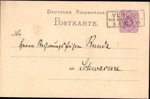 604337 | Ganzsache aufgegeben in  | Verden (W - 2810), Schwarme (W - 2811),