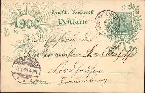 604338 | Jahrhundert Ganzsache aufgegeben in  | Großwechsungen (O - 5501), Nordhausen / Harz (O - 5500),