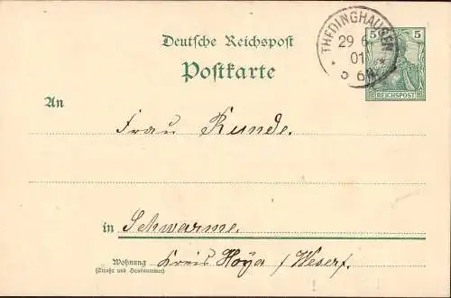 604345 | Ganzsache aufgegeben in  | Thedinghausen (W - 2819), Schwarme (W - 2811),