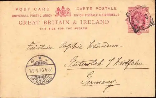 604350 | Ganzsache aufgegeben in Shanklin, Isle of Wight.  | -, -,