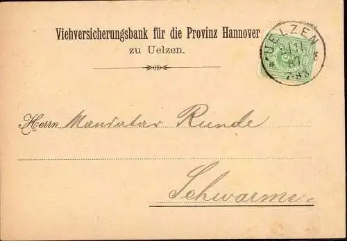 604352 | saubere Postkarte der Viehversicherungsbank  | Uelzen (W - 3110), -,