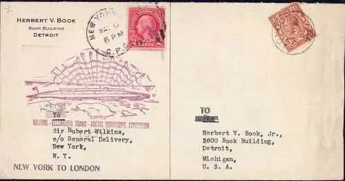 604369 | Schiffspost, Brief der Wilkins - Ellsworth Trans Atlantic Submarine Expedition, Nordpol, U Boot  | -, -,