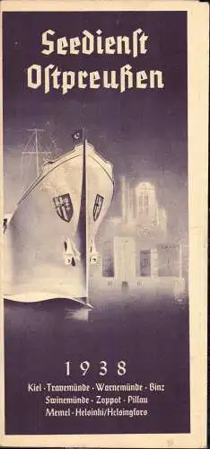 604370 | Prospekt, 1938, mit Fahrplan des Seedienst Ostpreussen  | Zoppot (Neustadt WP), Memel (Memel OP),