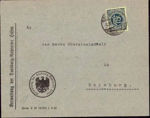 604372 | Dienstbrief der Verwaltung der Duisburger Häfen, Hafen, Binnenschiff  | Ruhrort  ; Duisburg (W - 4100), -,