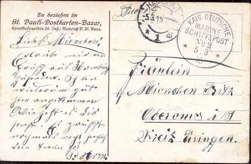 604389 | Feldpostkarte, Marineschiffspost MSP 2, kleiner Kreuzer Augsburg | Hamburg (W 2000)