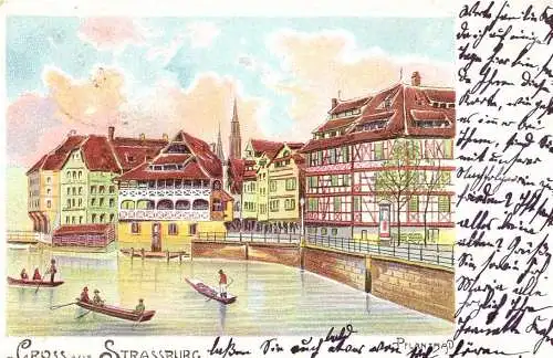 604397 | Litho Ortsansicht Strassburg  | Strasbourg;Bas-Rhin (F 67000 Frankreich), -,