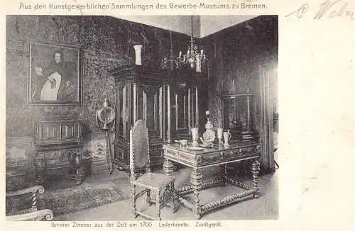 604405 | Ansichtskarte Leder Tapete im Gewerbe Museum | Bremen (O 6221)