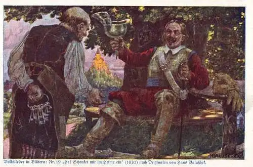 604432 | Künstlerkarte, Volkslieder in Bildern sign. Hans Baluschek, Musik, Kolonien Kriegerspende  | -, -,