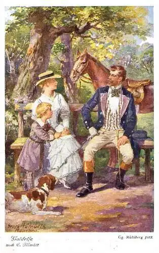 604433 | Künstlerkarte, Goldelse, Roman, Literatur, Marlitt, sign Georg Mühlberg  | -, -,