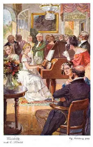 604434 | Künstlerkarte, Goldelse, Roman, Literatur, Marlitt, sign Georg Mühlberg  | -, -,