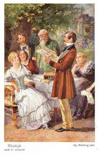 604436 | Künstlerkarte, Goldelse, Roman, Literatur, Marlitt, sign Georg Mühlberg  | -, -,