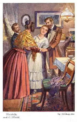 604437 | Künstlerkarte, Goldelse, Roman, Literatur, Marlitt, sign Georg Mühlberg  | -, -,