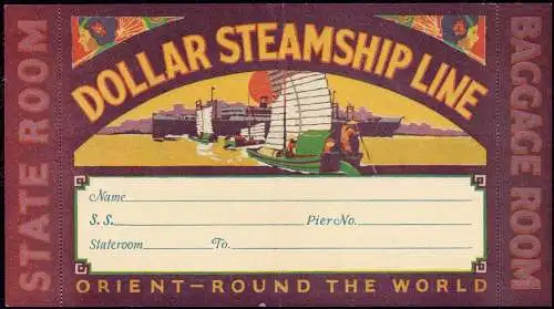 604445 | seltener Kofferaufkleber der Dollar Steamship LineArt Deco, Schiff  |