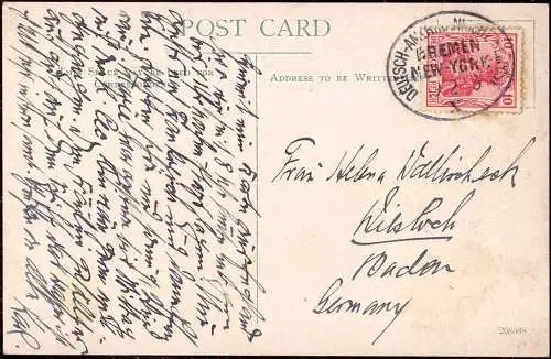 604450 | Karte über Deutsch Amerikanische Seepost aus Netley Abbey, Southampton, Hampshire, England nach Wiesloh  |