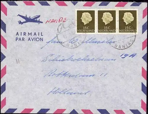 604461 | Niederländische Schiffspost, Brief von Bord eines Shell Tankers aus Banyas, Syria  |