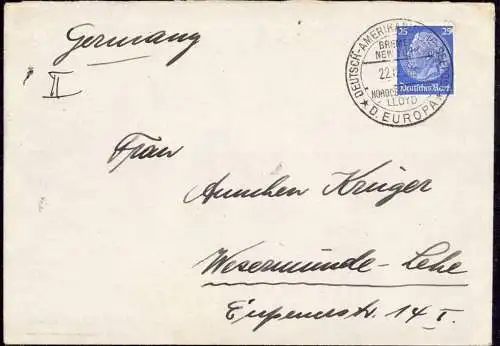 604463 | Schiffspost über Deutsch Amerikanischen Seepost, Norddeutscher Lloyd DampfeEuropa, Columbus | Bremen (W 2800)