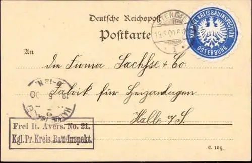 604474 | Dienstpost, Karte mit dekorativer Siegelmarke der Kreis Bau Inspektion | Stendal (O 3500)