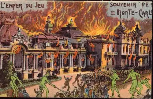 604481 | CPA, Souvenir de Monte Carlo, Monaco, Jeu d'argent, Roulette, Feuer|