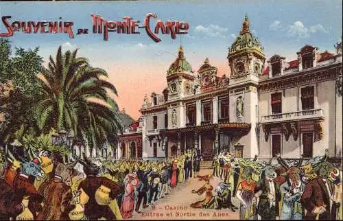 604483 | CPA, Souvenir de Monte Carlo, Monaco, Jeu d'argent, Roulette, Esel  |