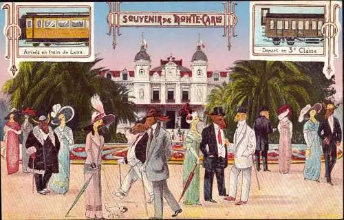 604493 | CPA, Souvenir de Monte Carlo, Monaco, Jeu d'argent, Roulette, Eisenbahn  | -, -,