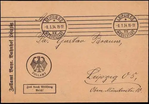 604514 | Dienstbrief mit Siegel Frei durch Ablösung, des Zollamt Bayrischer Bahnhof | Leipzig (O 7010)
