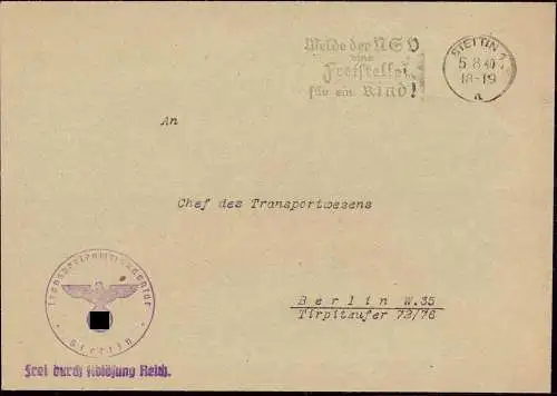 604522 | Feldpost 2. WK, Pommern, Dienstbrief mit Siegel, Transport Kommandantur,  | Stettin (Stettin Stadt Pommern), -,