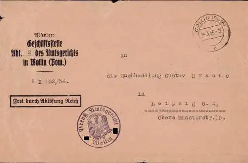 604528 | Dienstbrief mit Siegel, Frei durch Ablösung, Amtsgericht  | Wollin (O - 1801), -,