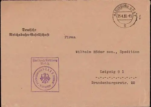 604531 | Dienstbrief mit Siegel, Frei durch Ablösung, Reichsbahn, Verkehrskontrolle  | Hannover (W - 3000), -,