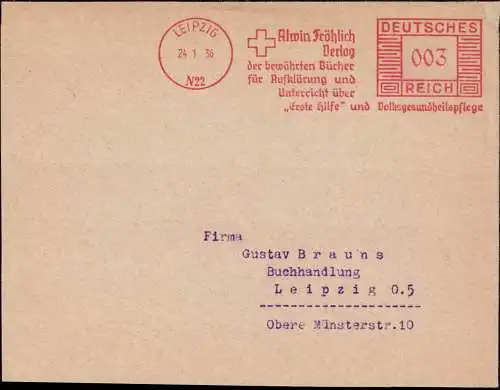 604534 | Brief mit Freistempel des Verlag Alwin Fröhlich, Medizin, Rotes Kreuz  | Leipzig (O - 7010), -,