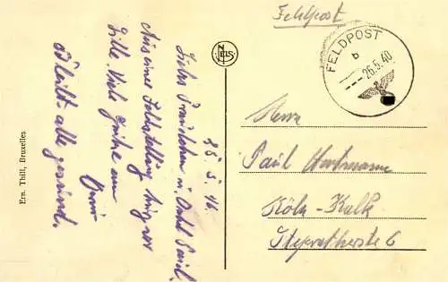 604542 | 26.5.1940. Feldpostkarte aus einer Stellung kurz vor Lille, Poche de Lille 25 bis 31.5.1940 | Lille;Nord (F 590