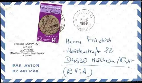 604575 | Mauritanie, 1980, Brief per Luftpost, frankiert mit Unesco Weltkulturerbe Karthago, Carthage, Archäologie  |