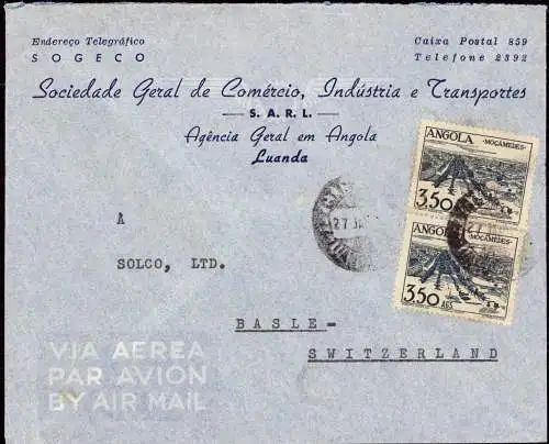 604578 | Angola, Brief ca. 1950 per Luftpost nach Deutschland  | -, -,