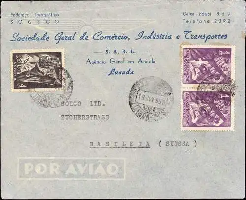 604579 | Angola, Brief ca. 1950 per Luftpost nach Deutschland  | -, -,