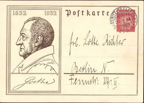 604592 | 15 Pfg Auslands Ganzsache gelaufen mit der Schiffspost Sassnitz Trelleborg, Goethe | Saßnitz (Kreis Rügen DDR)