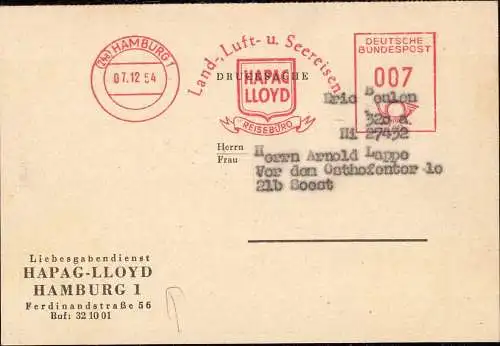604593 | Benachrichtigung des Liebesgabendienst der Hapag Lloyd für ein Care Paket, Schifffahrt | Hamburg (W 2000)