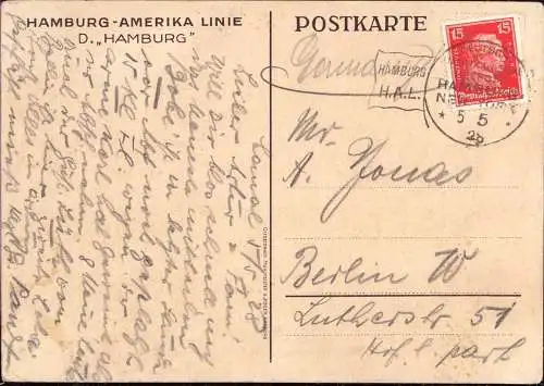 604594 | Postkarte mit Schiffspoststempel der Deutsch Amerikanischen Seepost, Hamburg Amerika Linie | Hamburg (W 2000)