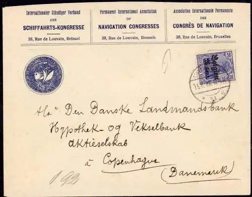 604598 | Besetzung 1917, Belgien, Brief von Verband der Schifffahrts Kongresse, Bruxelles | Brüssel