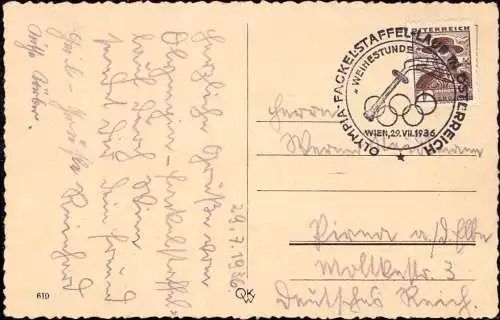 604621 | Postkarte, Grüße vom Olympia Staffellauf, Sonderstempel als Bedarf  | Wien (A - 1010 Österreich), -,