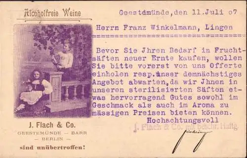 604623 | Werbung für alkoholfreien Wein der Firma Flach & Co | Geestemünde; Bremerhaven (W 2850), Barr;Bas-Rhin (F 671