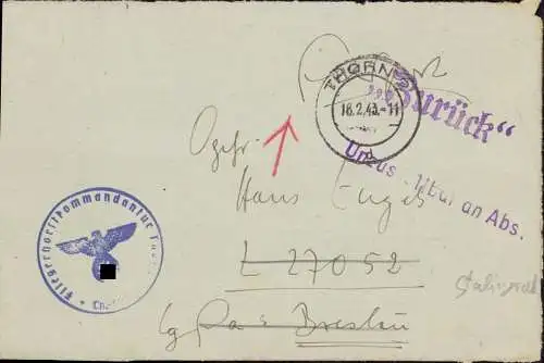 604632 | Westpreussen, Feldpostbrief, 1943, nach Stalingrad und retour unzustellbar, Fliegerhorst  | Thorn (Thorn WP),