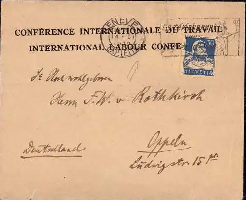 604637 | Brief Conferenz International de Travail, International Labour Conferenz 1930, Erh. 3, ca. 2cm Riss | Geneve (C