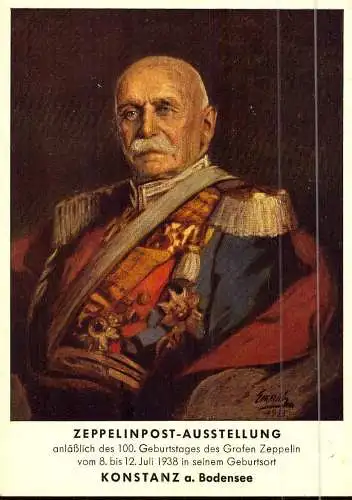 604709 | Ansichtskarte anlässlich der Zeppelin Post Ausstellung 1938  | Konstanz (W - 7750), -,
