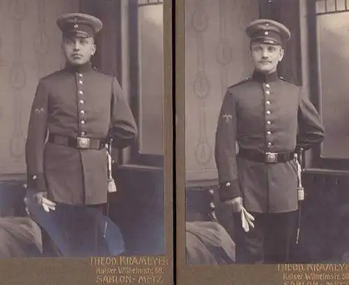 604731 | Ca. 1900, 4 Soldatenfotos auf Pappe, Fotograf T. Krameyer, aus Le Sablon | Metz;Moselle (F 57000 Frankreich)