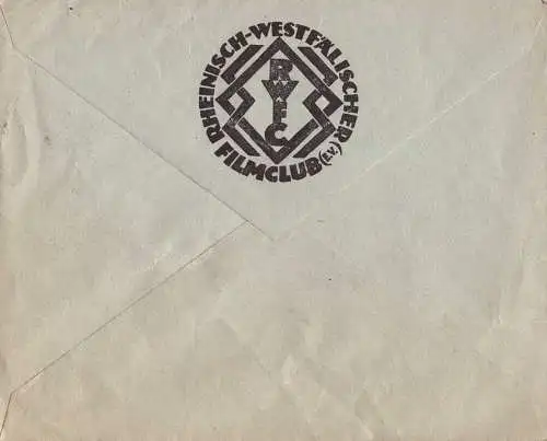 [Ansichtskarte] O 203, Rheinisch - Westfälischer Filmklub, 1923, Düsseldorf, dekorativer Brief mit dem Logo und eine Einladung. 