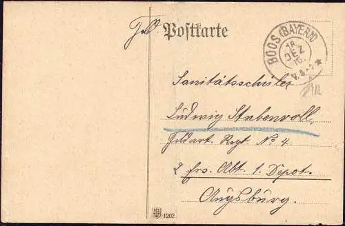 O 211, Bayern Reservestempel aus Boos bei Memmingen