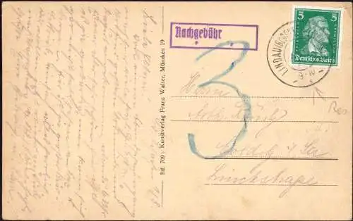 O 215, Bayern Reservestempel aus Lindau Bodensee Schachen, mit Nachgebühr