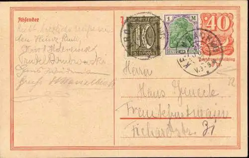 O 220, Bayern Reservestempel aus Krombach Unterfranken, Infla