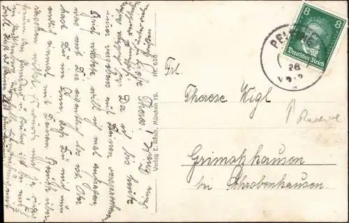 O 221, Bayern Reservestempel auf Ansichtskarte aus Peiting Oberbayern